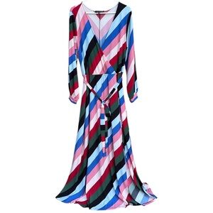 EUC ELOQUII Striped Faux Wrap Bodice maxi Dress Size 18